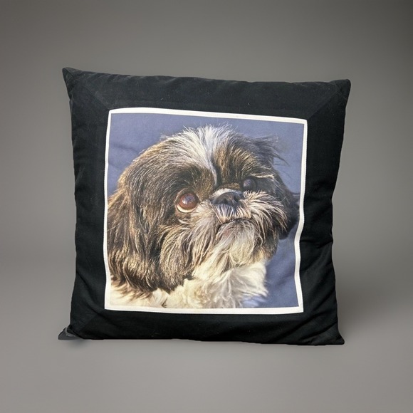 CafePress Other - CafePress Shih Tzu Dog Photo Print Throw Pillow COVER ONLY Black Square Decor